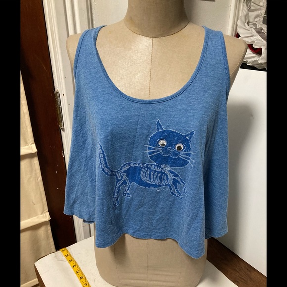 Vans tank top blue size Large crop top - Picture 3 of 8